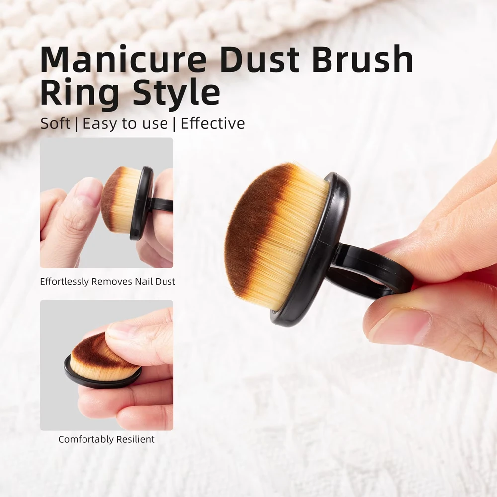 1/10Pcs Manicure Dust Clean Brush Finger Ring Duster Soft Hair Nail Polish Powder Dusting Tools Nail Art Dense Bristles Brush 1