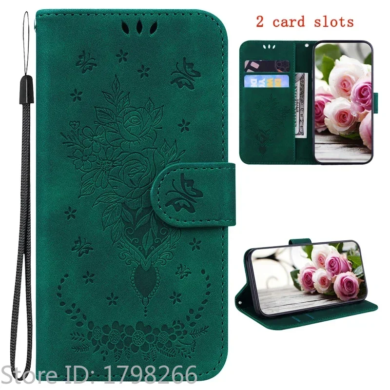Floral Flip Cover Wallet Bag with Magnetic Closure - Lily Design in Leather
