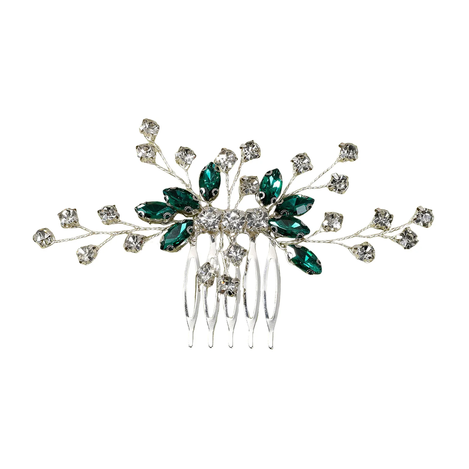 Grün/Rot Strass Blatt Haar Kämme Gold/Silber Farbe Legierung Haar Clips Licht Luxus Braut Hochzeit Kopfschmuck elegante Haarnadeln – Detail 7