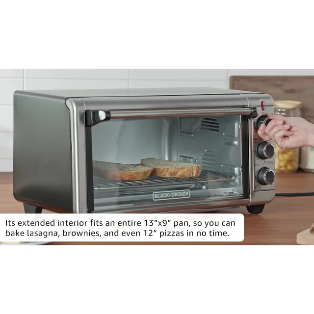 Black & Decker Extra Wide Crisp 'N Bake Air Fry Toaster Oven, 1500W, Silver