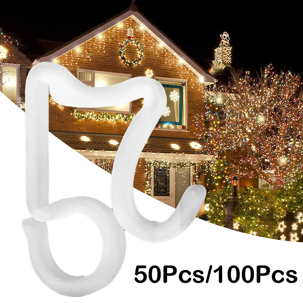 

Light Clips Gutter Hang Hooks Halloween Icicle Light LED Light New Year Decorate Plastic 50Pcs C7 Christmas Rope Light