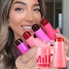 3-in-1 Milk Jelly Blush Stick Lipstick Sticker Beauty Makeup Moisturizing Long Lasting Matte Rouge Cheek Contour 5
