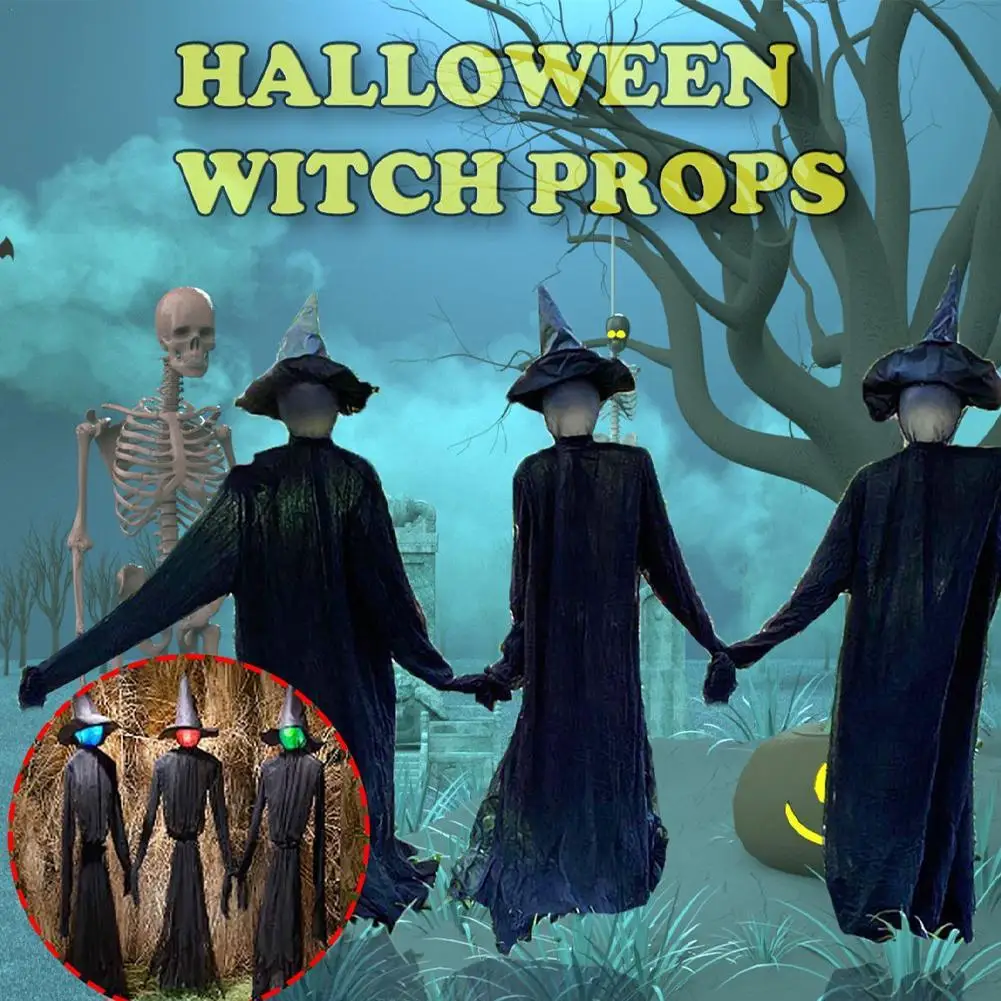 

Halloween Decorations Outdoor Large Light Up Holding Hands Screaming Witches Home Outside Yard Lawn Horror Party Decoration 1pcs