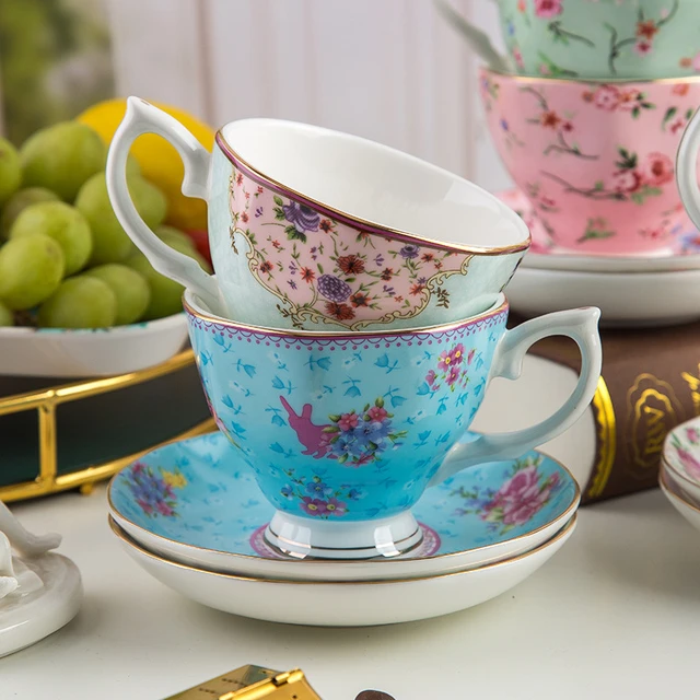 Elegant Tea Cup Set Bone China Tea Cup and Saucer Set Floral Design Coffee  Cup Set Teacup Dessert Plate Porcelain Drinkware Gift - AliExpress