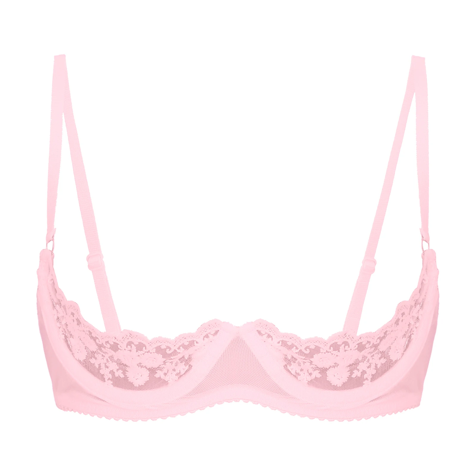 thumbnail image 1 of Sujetador push up de encaje con aros y copa 1/2 para mujer, lencería con relleno de esponja, ropa interior, copas abiertas, pezones expuestos, sujetador erótico sexy, 1 of 5