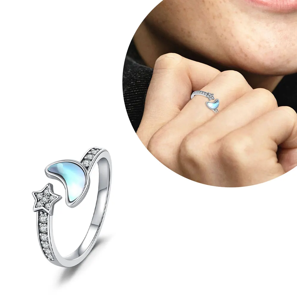 2025 Hot Original Adjustable Hoops Ring S925 Sterling Silver Romantic gift For Women Star Flower rings Love Mother's Day gifts 2