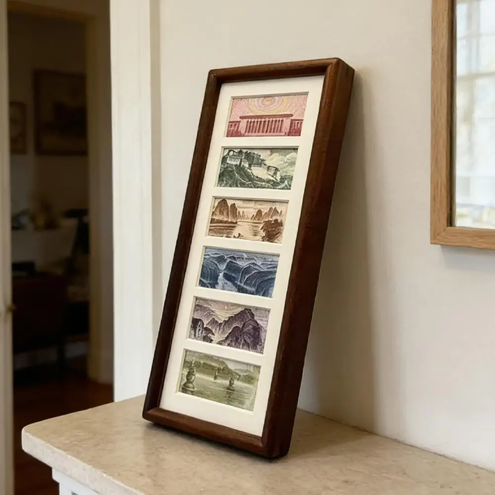 Cornice Portafoto a 6 Aperture per Decorazione Murale, Espositore Multi-Foto Orizzontale o Verticale per Casa e Ufficio - Image 2