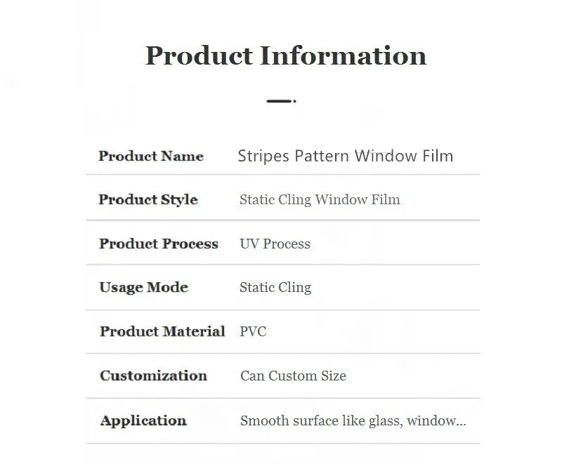 Description Picture 2 of itemMatte Stripe Window Film Stained Glass Decorative Uv Sticker Privacy Frosted Self Adhesive Film Window Decal for Glass