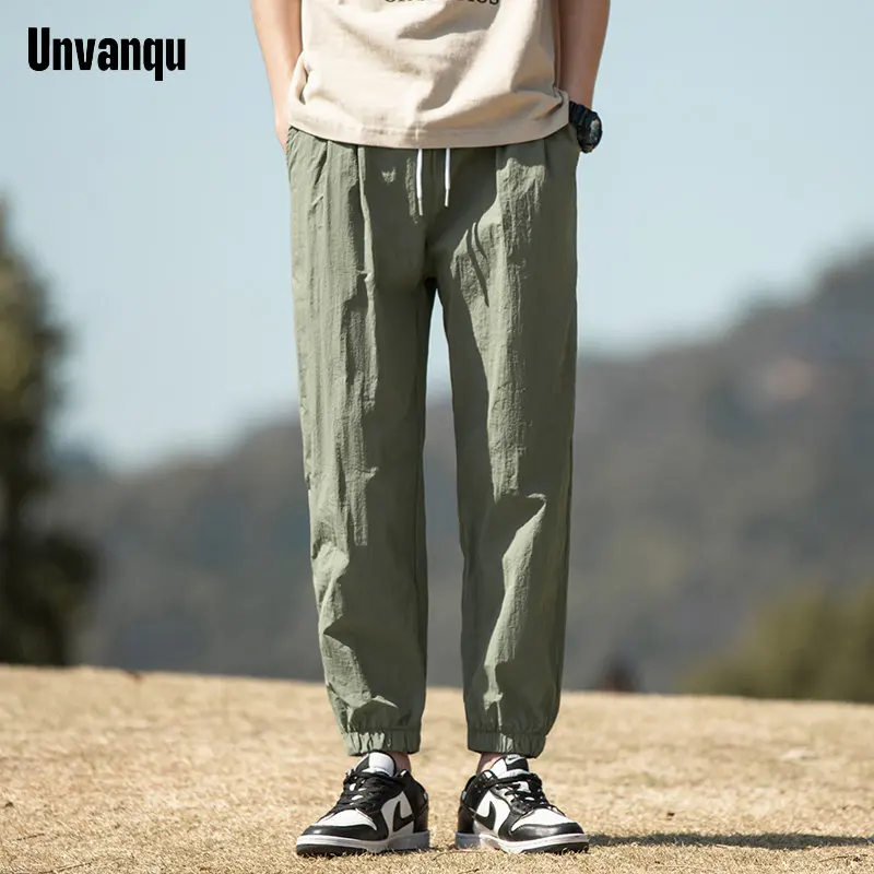 Men Harem Cargo Pants Loose Casual Pockets Work Normcore Minimalist Lightweight Drawstring Slim