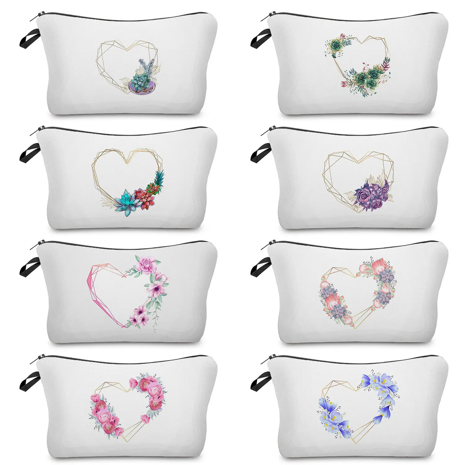 

Line Love Flower Print Simple Customizable Toiletry Bag Ladies Women's Makeup Bag Portable Toilet Bag Teacher Appreciation Gifts