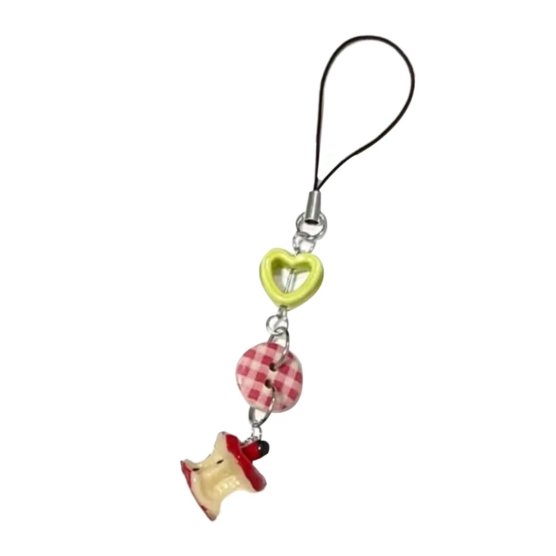 

Apples Keychain Fruit Pendant Keyring for Clothing Bag Button Hollow Heart Keyholder Birthday Girl Drop shipping