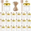 1.5 Oz Hexagon Mini Glass Honey Jars With Wood Dipper, Bee Pendants And Jutes, For Baby Shower, Wedding Favors, Party Favors 1