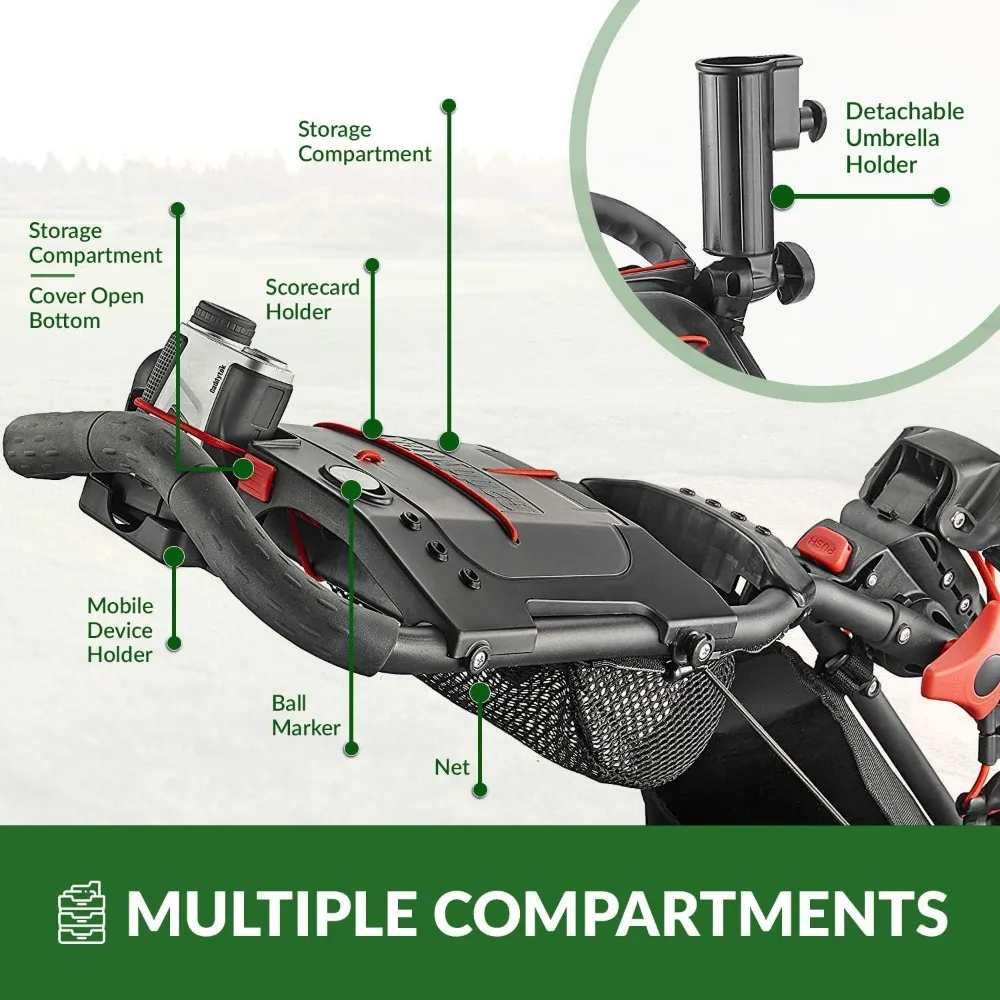 Caddylite 15.3 V2-Deluxe Quad-Fold Golf Push Cart