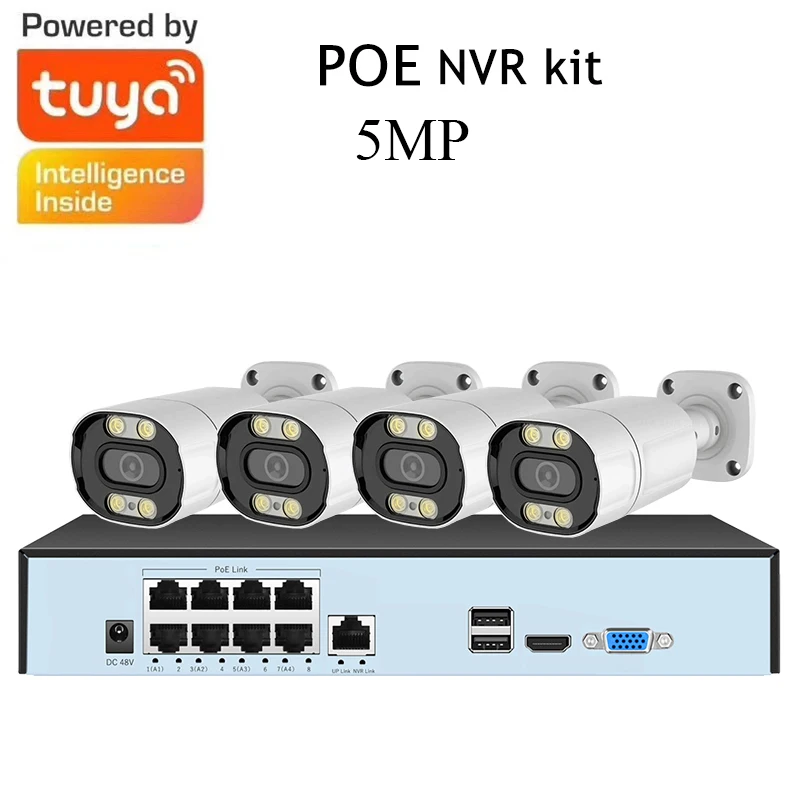 Tuya Smart Life 8CH 4K 8MP 5MP 4/6/8 كاميرا POE On...