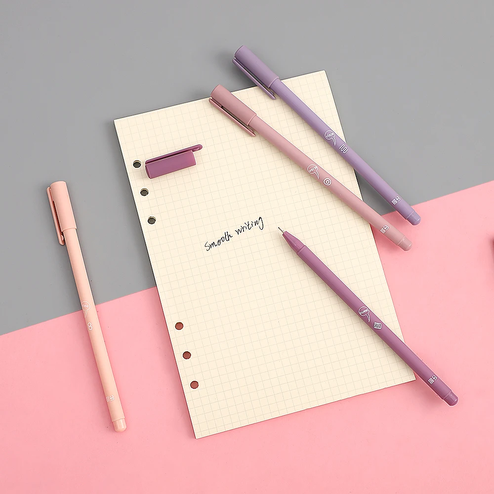 JIANWU 6pcs/set Creative cute morandi Simple small fresh gel pen kawaii Quick drying Cap neutral pen journal supplies Stationery