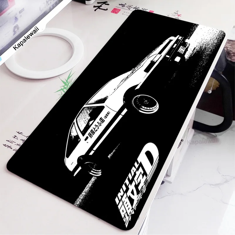 

Black White Art Large Mousepad Initial D Mousepads Keyboard Mat Office Desk Rug Print Desk Mats Company Mouse Pad 90x40 For Gift