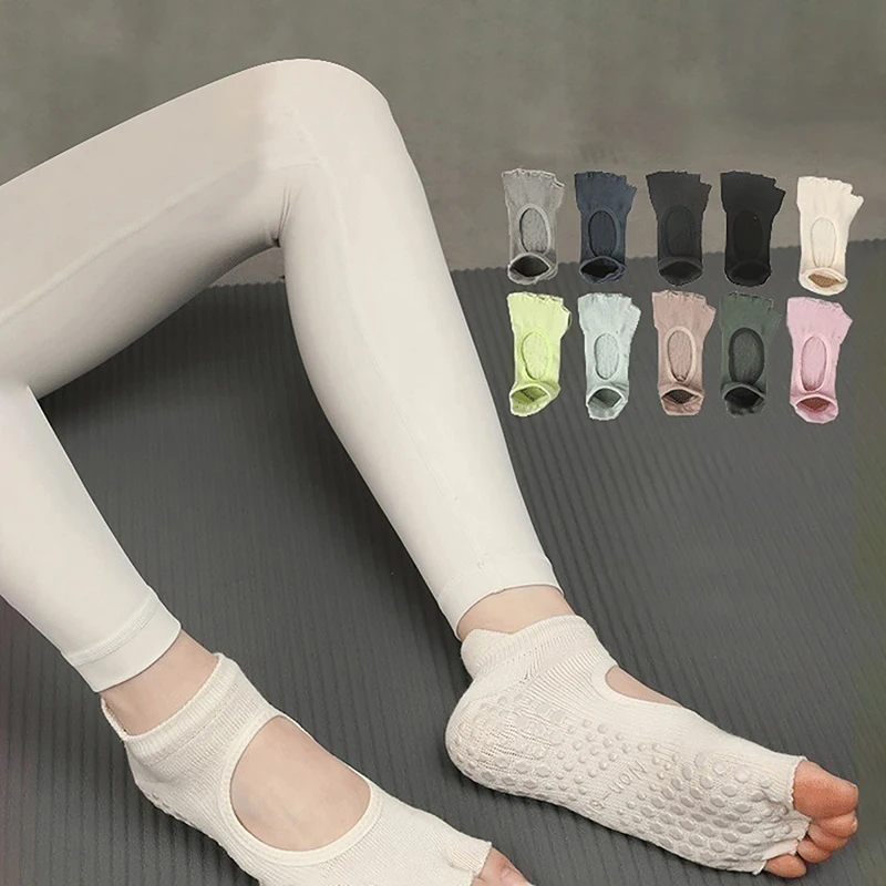 

1Pair Women Half Toe Ballet Yoga Socks cotton Non-Slip Peep Toe Anti-Slip Pilates Ankle Grip Fitness Five Fingers Sport Socks