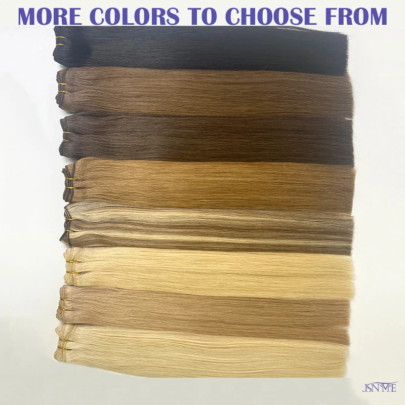 Human Hair Extensions JSNME Straight Weft European Remy Real Human Hair 14"-24" For Woman
