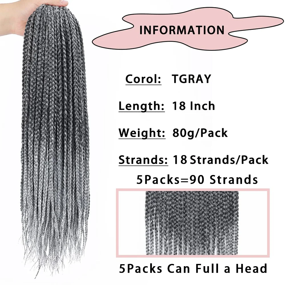 24inch Crochet Box Braids Hair pre looped Goddess Box Braids Crochet Braiding Hair 1/5/9 Packs Crochet Box Braids Synthetic Hair 2