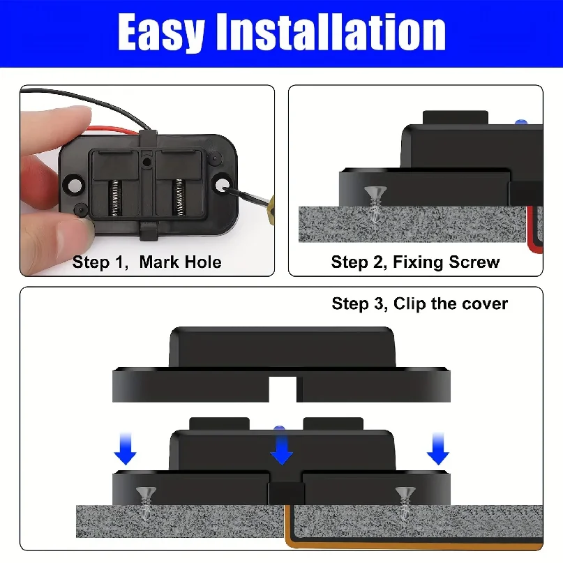 PD QC3.0 96W 듀얼 USB 차량용 충전기 소켓 12V/24V 퀵차지 충전 포트 스위치 LED 라이트 포함 (자동차, 오토바이, 트럭, RV, 버스, ATV용)
