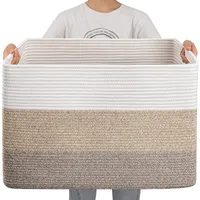 108L Super Large Blanket Basket, 25”x16”x16”(108L) Rectangle Woven Baskets for Storage 1