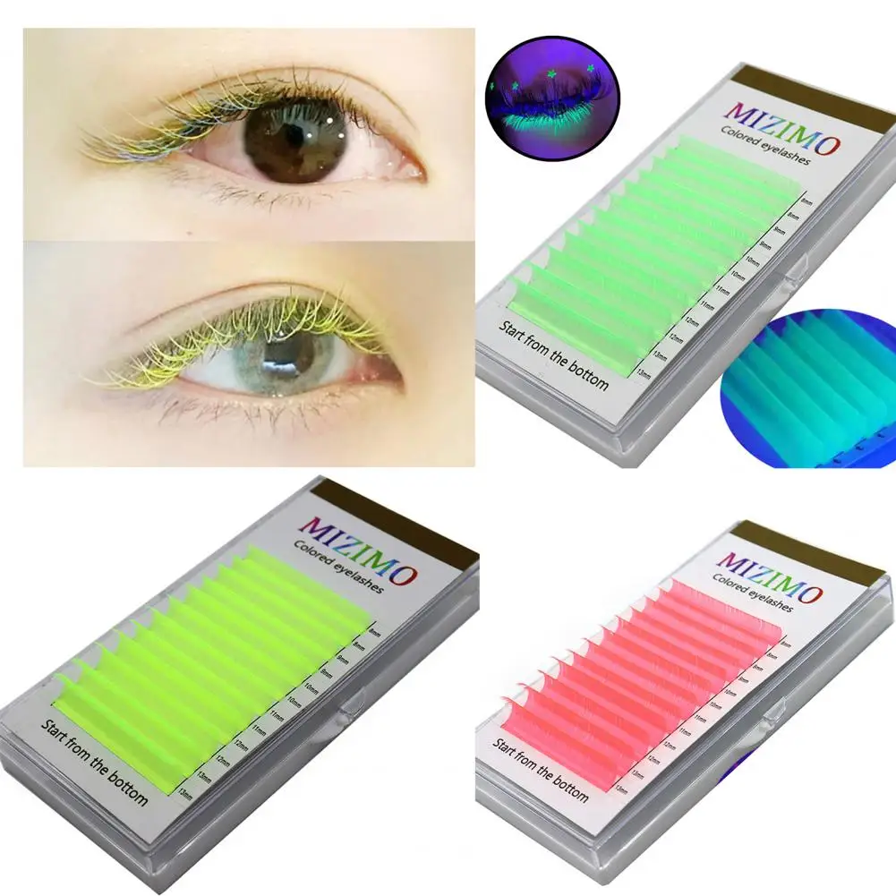 Nice-Looking Convenient Good Ductility Mini Glow Makeup Eye Lash Accessories Fluorescent False Eyelashes Party Accessory