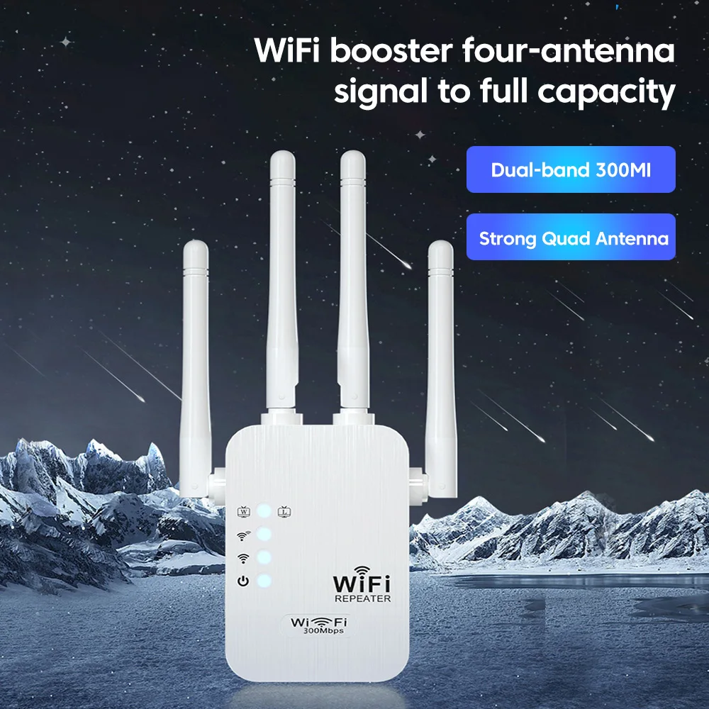 Roteador wi fi 300m Repetidor Wifi Plugues da ue Padrões Antenas 2.4g5g Extensor de Amplificador de Sinal de Rede sem Fio de Dupla Frequência Aprepetidor Modo Duplo com Portas Rj45 Duplas