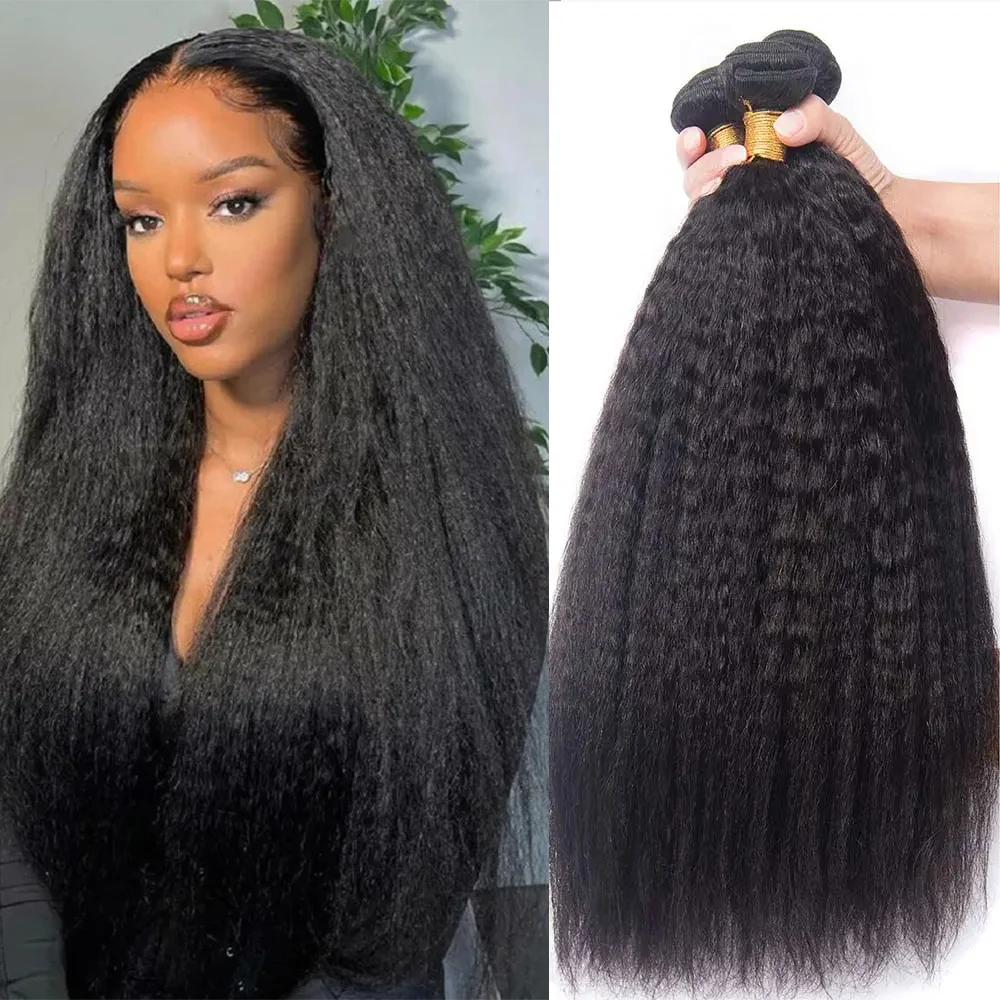 

Kinky Straight Human Hair Bundle Peruvian Hair Weave Bundle Raw Human Hair Bundles 32 Inch Virgin Remy Hair Extensions For Women