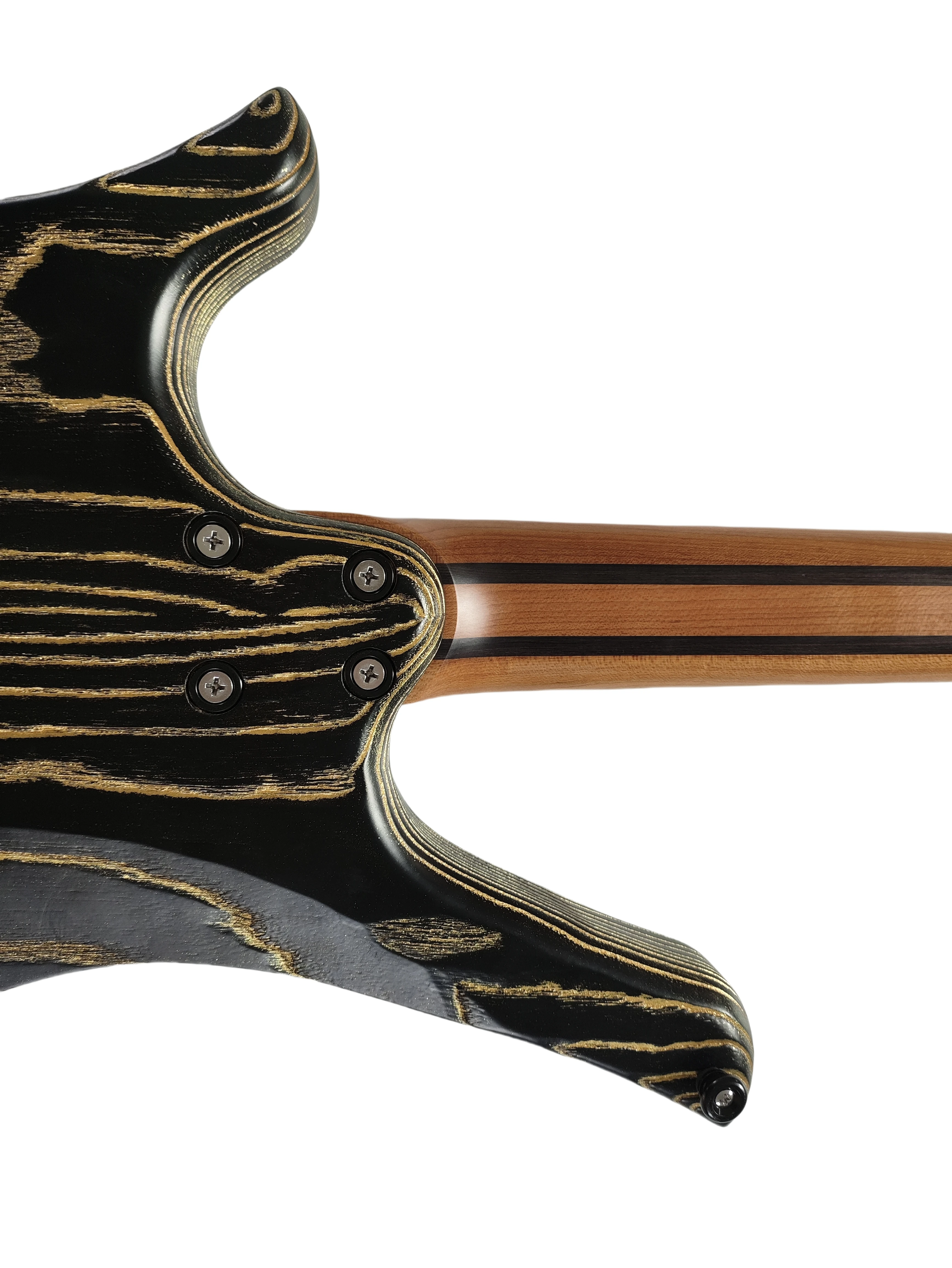 McTang Headless Electric Guitar,6 Strings, Fan shaped Frets,Handmade ， sandblasted，Golden