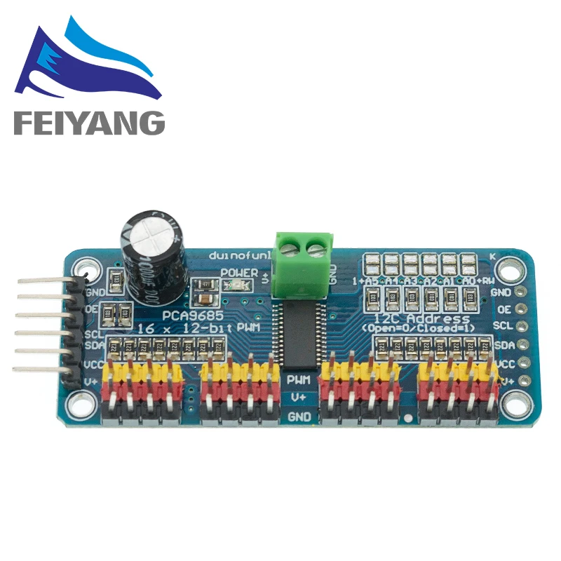 SAMIROB PCA9685PW 16 Kanal 12 Bit PWM/Servo Driver-I2C Schnittstelle PCA9685 Modul Raspberry Pi Shield Modul Servo Shield – Detail 3