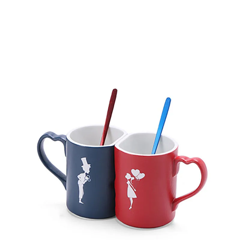 Coffee Couple Mug Set, Unique Funny Tea Ceramic Cup Set for Bride and Groom, Matching Gift for Birthday Anniversary Wedding