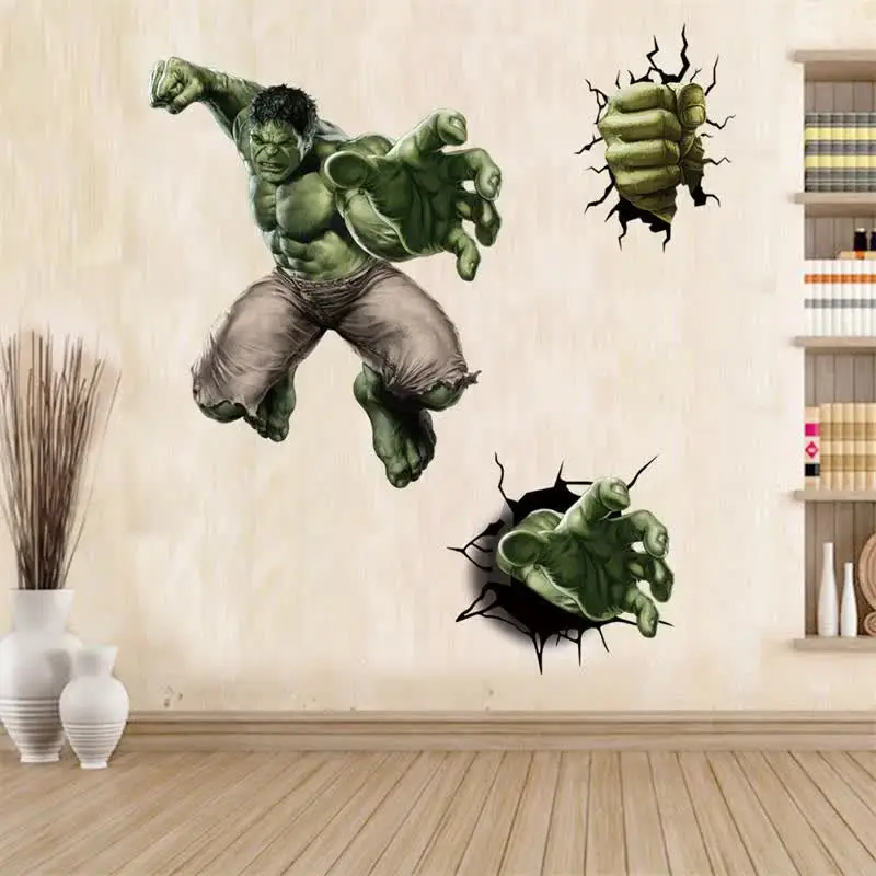 Marvel Avengers 3D Wall Sticker - Hulk Smash! Scene With Iron Man, Spider-Man & More