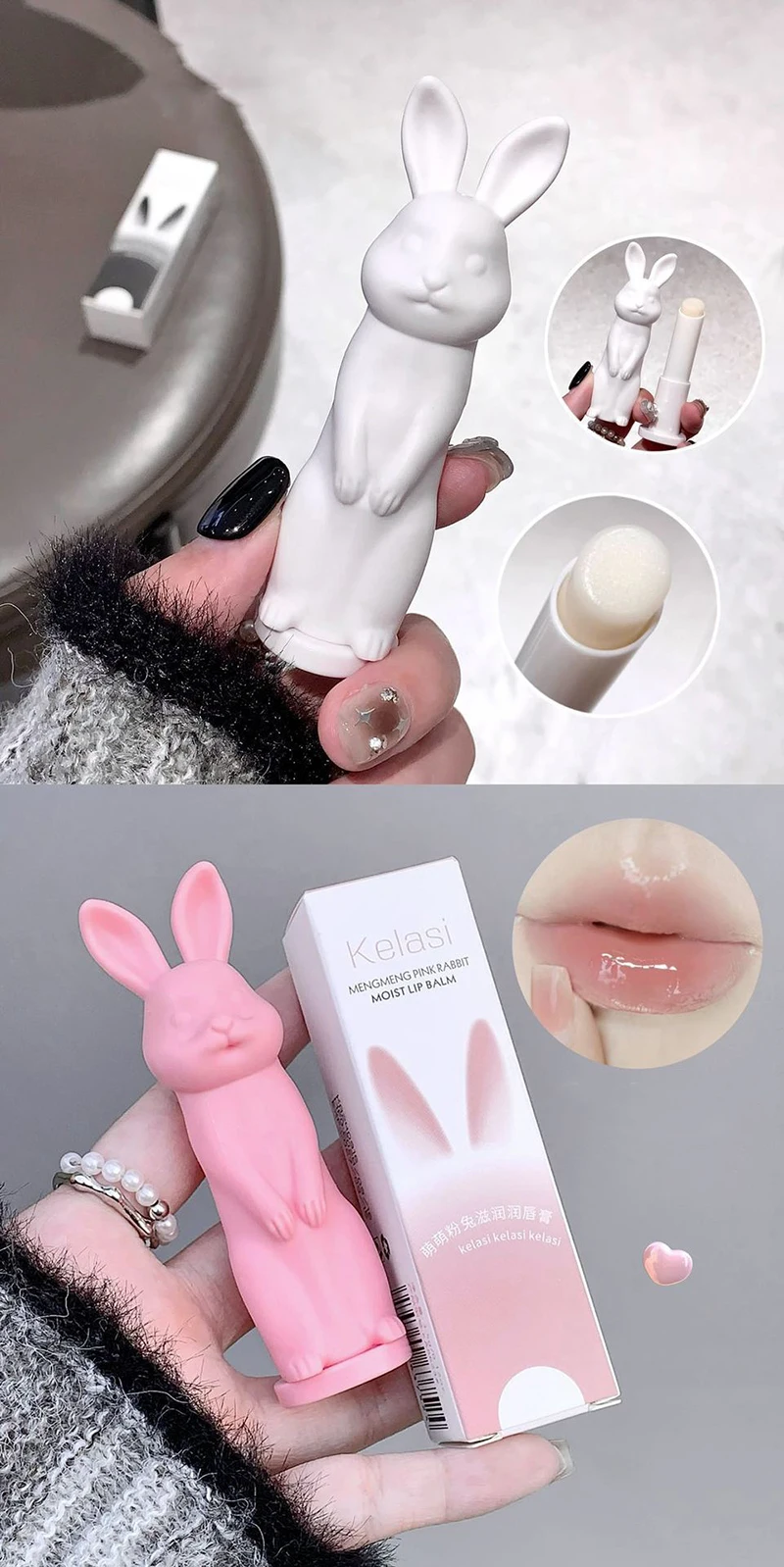 Description Picture 5 of itemRabbit Black Lip Balm Gloss Not Dryness Peach Transparent Lip Tint Moisturizing Lips Makeup Base Children's Lipsticks For Girls