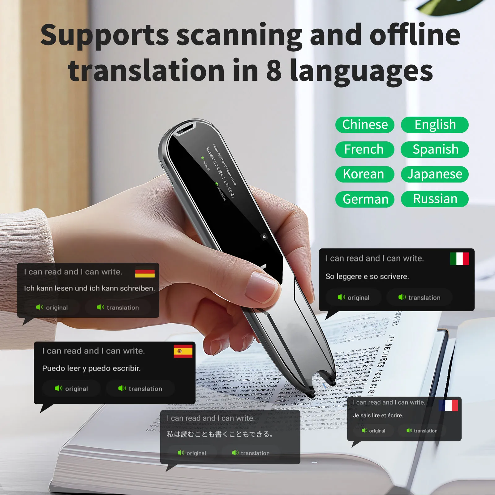 Dictionary Scanning Reading Pen Smart Instant Voice Translator 112 Languages Real-time Translation for Dyslexics Student Teacher