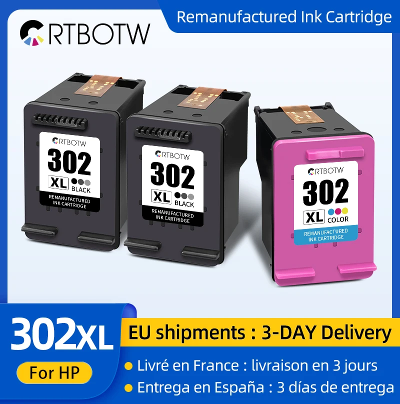Ink Cartridge 302XL for HP Deskjet 2130 3630 ENVY 4520 Officejet 4650
