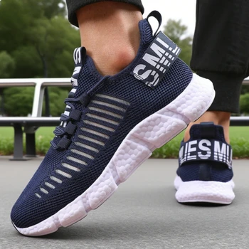 أحذية ركض شبكية أنيقة للرجال 2025 أحذية رياضية خفيفة الوزن قابلة للتنفس أحذية رياضية كاجوال برباط Tenis Para Hombre
