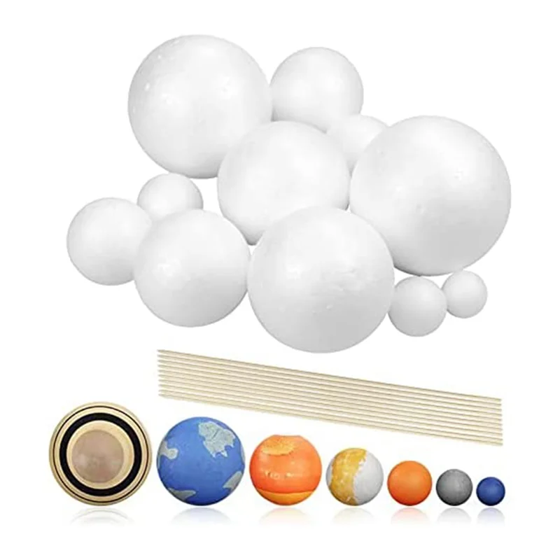 Solar System Project Kit PlanetModel Crafts 14 Mixed Sized Polystyrene Spheres Balls for School Science Projects solar system model kit