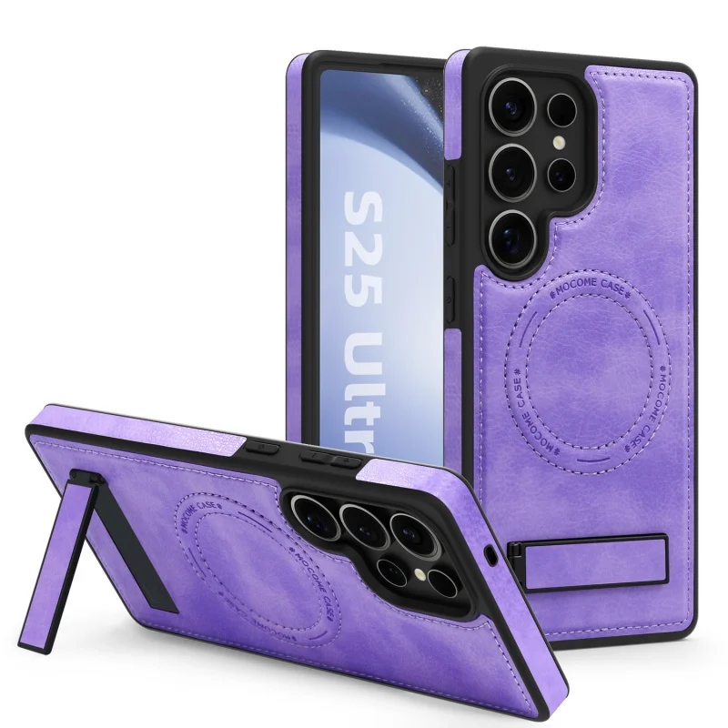 Leather Stand Case with Magnetic Wireless Charging and Fall Protection