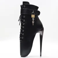Extreme 7 inch Spike Stiletto Lockable padlock  Ballet High Heels Ankle Boots - Image 5