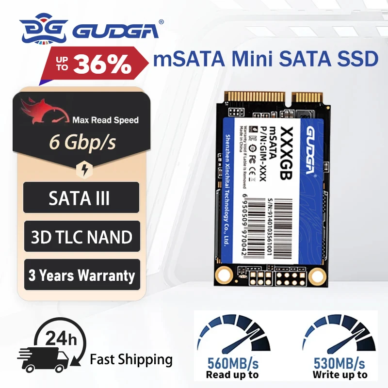 GUDGA mSATA Mini SATA SSD 512GB 128GB 256GB 1TB 2TB SATAIII 6Gbps