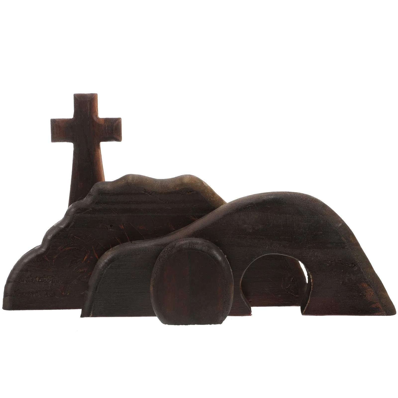 

1 Set of Wooden Easter Tombs Scene Decoration Wood Easter Jesus Rebirth Decor Religious Scene Set