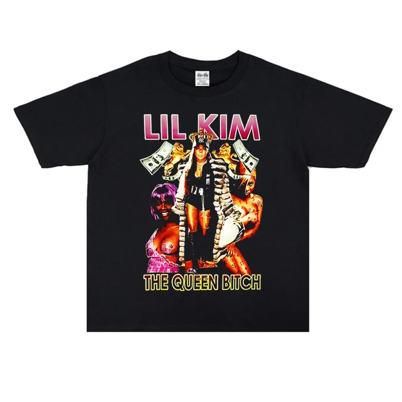 

Fashion Short Sleeves Blouse Lil' Kim Print T-shirt Women Clothing Men Streetwear Tops Tees Y2k Vintage Tshirt Aesthetic Clothes