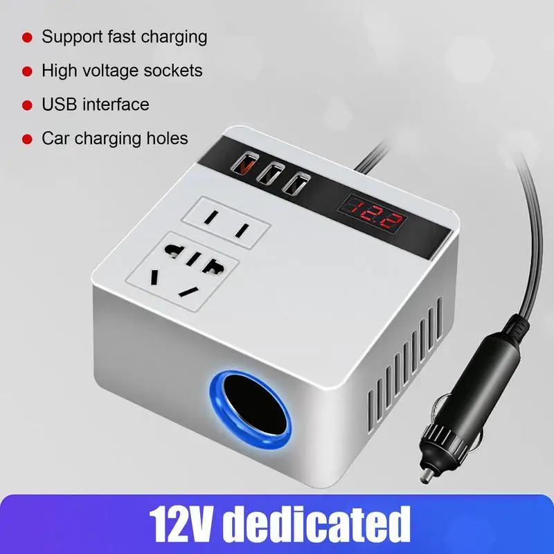 Car Plug In Adapter Outlet USB Ports Charger Quick Charging Electric Car Charger 150W Quick Charging For Travel Air Compressor