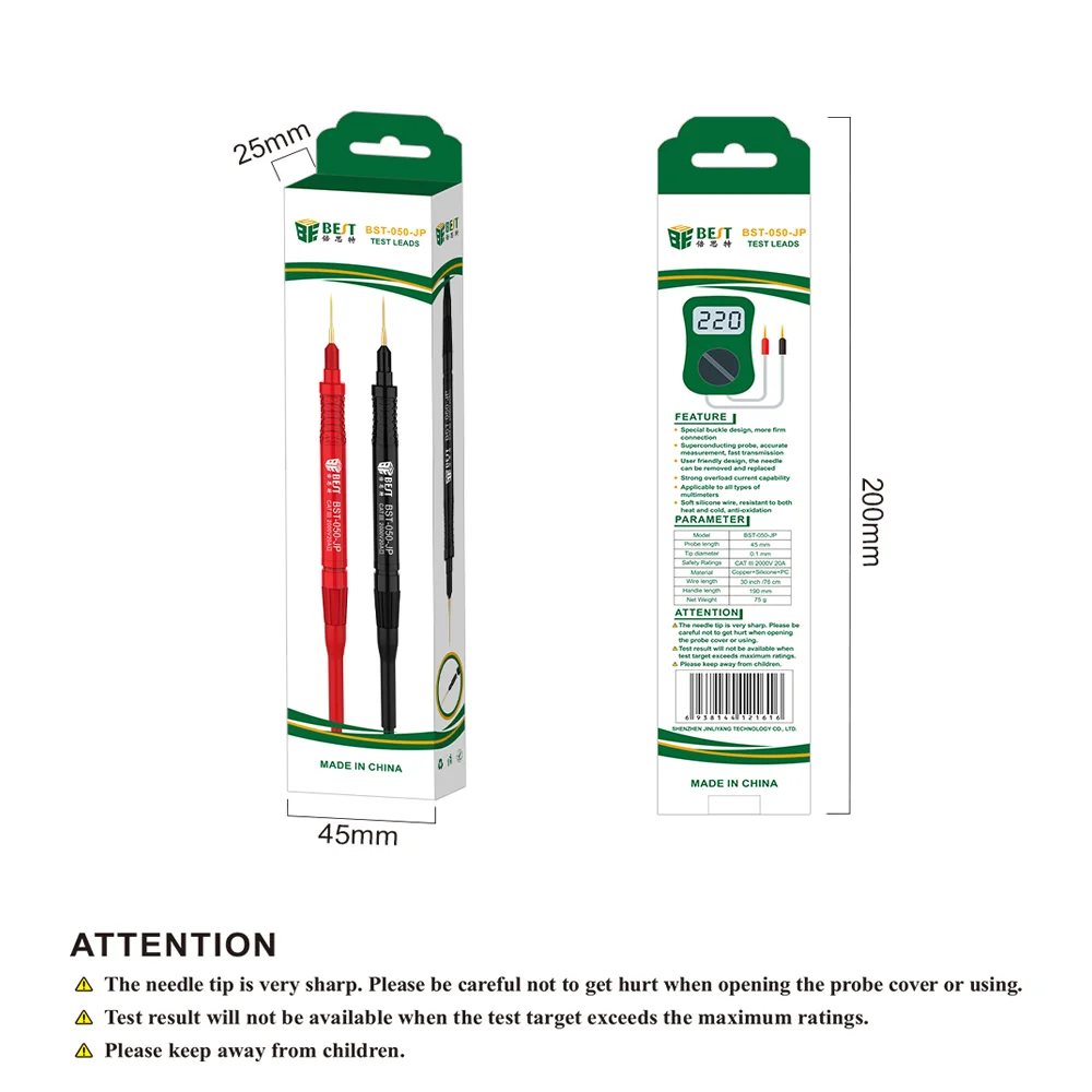 BST Super Conducting Multimeter Probe with Needle Tip Test Lead