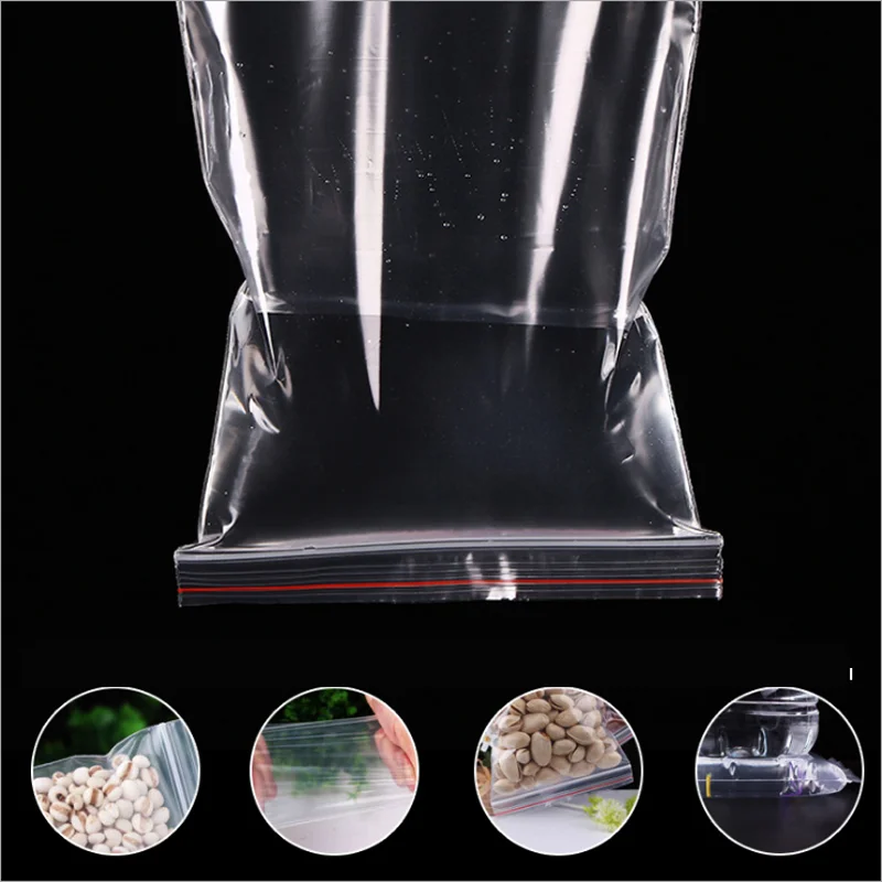 100Pcs Plastic Transparent Reclosable Bags Jewelry Food Snacks