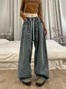 American Vintage Baggy Jeans Women Long Pant Wide Leg Hip Pop Clothes Drawstring Straight Casual Female Street Cargo Pants 4