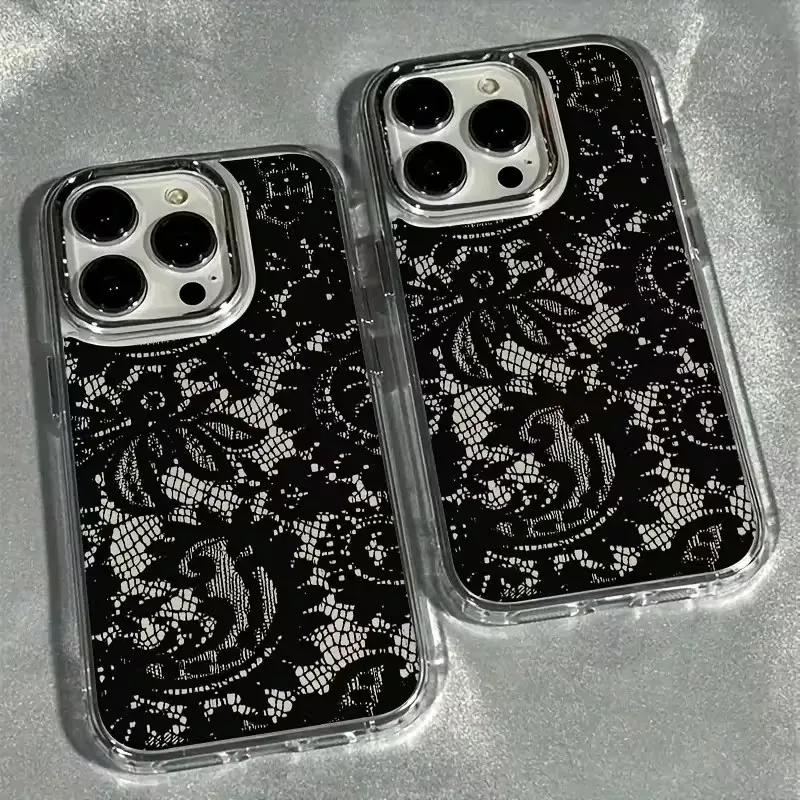 Elegant Black Lace Pattern Soft Phone Case
