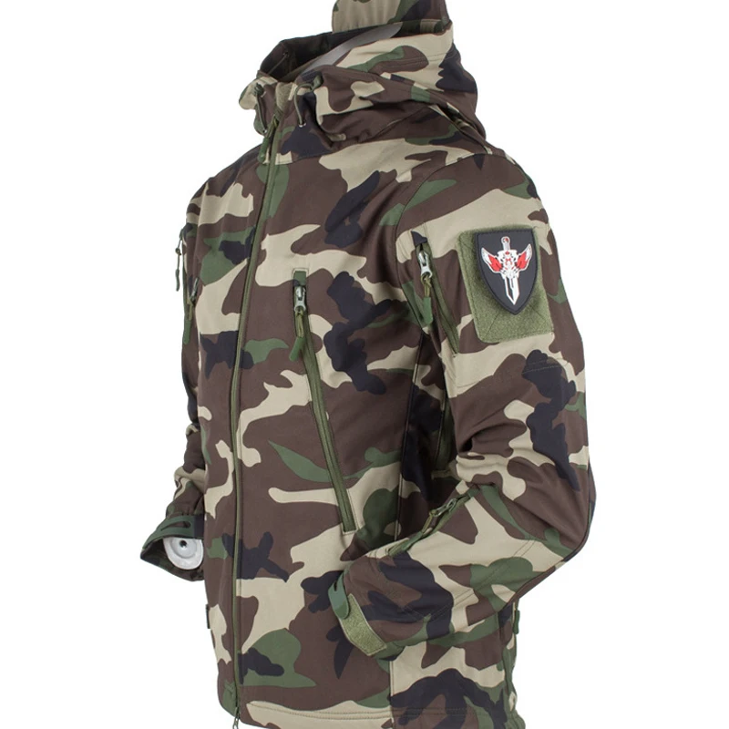 2024 Autumn Winter Men Camouflage Windbreaker Thick Zipper Hood Jacket Male Plush Casual Coat Mountain Jacket