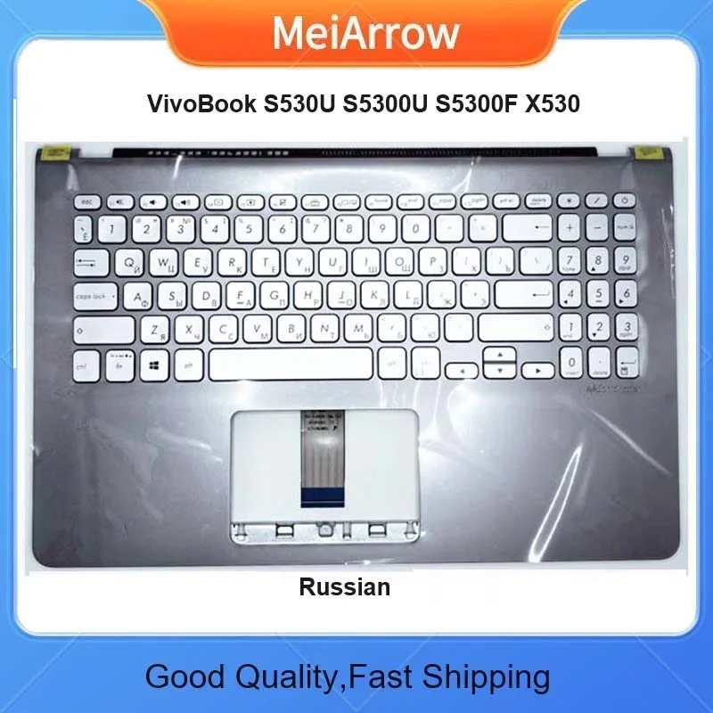 

MEIARROW New/org For Asus VivoBook S15-S5300U/F S530 S530U S5300U S5300F Y5100U Palmrest Russian Keyboard upper cover,Gray