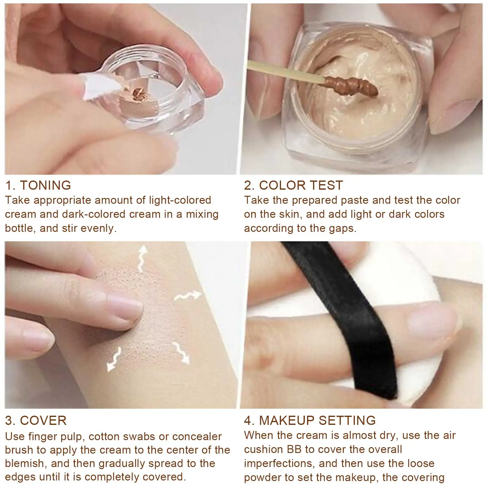 Waterproof Tattoo Concealer Makeup Body Birthmark Scar Spots Cover Cream 10g x 2pcs